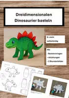 Vorschau - Mal- und Bastelvorlagen - Stehender Dinosaurier basteln – mit Vorlage, Anleitung & Sachinfos - Deckblatt