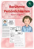 Vorschau - Arbeitsblätter - Astrid Lindgren Steckbrief I Leben I Quiz - Deckblatt