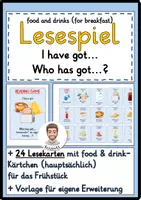 Vorschau - Spiele - Lesespiel Englisch: food and drinks for breakfast - Deckblatt