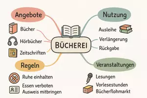 Vorschau - Arbeitsblätter - Lernposter + Arbeitsblatt zum Thema "Bücherei" + Onlineübung & MP3 + Mindmap + Infografik - Seite 3