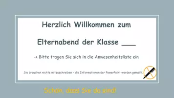 Vorschau - Präsentationen/Tafelbilder - Präsentation Elternabend Klasse 1 - Seite 1