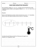 Vorschau - Arbeitsblätter - Negative Zahlen - komplette Einführung - Mathematik (5. - 6. Klasse) - Seite 1
