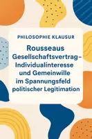 Vorschau - Test - Q1/Q2 - Philosophie Klausur: Rousseaus Gesellschaftsvertrag – Individualinteresse und Gemeinwille im Spannungsfeld politischer Legitimation - Deckblatt