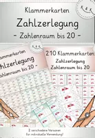 Vorschau - Stationenlernen - Zahlzerlegung im ZR bis 20, 210 kleine + sowie 54 große Klammerkarten zur Zahlzerlegung, Zahlvorstellung, Zahlenraumerweiterung - Deckblatt