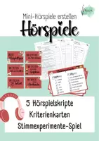 Vorschau - Spiele - Hörspiele erstellen - 5 Mini-Hörspiele - Kriterienkarten - Spiel Stimmexperimente - Deckblatt