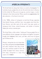 Vorschau - Arbeitsblätter - American immigrants: reading comprehension and grammar (Englisch) - Seite 1