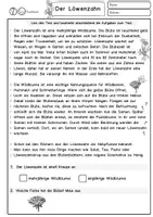 Vorschau - Arbeitsblätter - Lesetext Löwenzahn Klasse 2, 3, DaZ, erster Sachtext Lesen und Verstehen - Seite 3