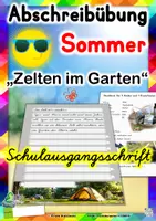 Vorschau - Unterrichtsreihen - Sommer Abschreibübung "Zelten im Garten" in Schulausgangsschrift (in 2 Schwierigkeitsstufen) - Deckblatt