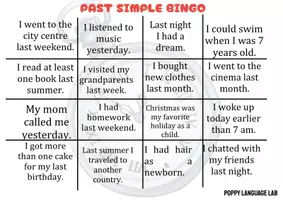 Aperçu - Jeux - Bingo du Past simple - Jeu en classe d'ESL - Page 1