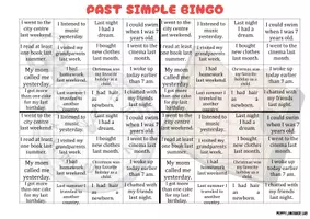 Aperçu - Jeux - Bingo du Past simple - Jeu en classe d'ESL - Page 2
