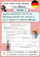 Vorschau - Arbeitsblätter - Das Herz eines Boxers - Wie ist die Beziehung zwischen Jojo und Leo in der 2. Szene? inklusive Lösungen! - Deckblatt