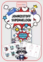 Vorschau - Stationenlernen - Jahresstoff Superhelden, 1.Klasse, Deutsch & Mathe - Deckblatt
