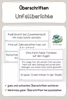 Vorschau - Präsentationen/Tafelbilder - Gute und schlechte Überschriften - Unfallberichte schreiben - Deckblatt