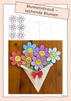 Vorschau - Mal- und Bastelvorlagen - Muttertag / Vatertag - Blumenstrauß lachende Blumen - Deckblatt