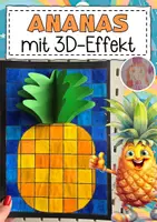 Vorschau - Mal- und Bastelvorlagen - Kunstidee für den Sommer : Ananas mit 3D-Effekt - Deckblatt