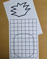 Vorschau - Mal- und Bastelvorlagen - Kunstidee für den Sommer : Ananas mit 3D-Effekt - Seite 1