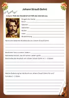 Vorschau - Arbeitsblätter - Steckbrief_Johann Strauß (Sohn) (Gymnasium/Mittelschule) - Deckblatt