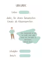 Vorschau - Anderer Materialtyp - Freebie: Urkunde als Anerkennung zur Zeugnisausgabe: Klassensprecher - Seite 3
