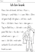 Vorschau - Text - Lesetext in Silbenschrift "Ich bin krank" DaZ / DaF / Deutsch - Seite 2