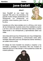 Vista previa - Unidades / Secuencias / Situaciones de Aprendizaje - Mujer y Ciencia: Jane Goodall - 3 niveles de comprensión lectora y actividades - página 1