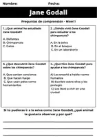 Vista previa - Unidades / Secuencias / Situaciones de Aprendizaje - Mujer y Ciencia: Jane Goodall - 3 niveles de comprensión lectora y actividades - página 2