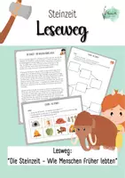 Vorschau - Arbeitsblätter - Leseweg "Die Steinzeit - Wie Menschen früher lebten" - Klasse 3+4 - Deckblatt
