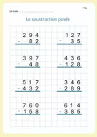 Aperçu - Devoirs - soustraction posée avec retenue - Page de couverture