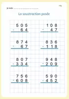 Aperçu - Devoirs - soustraction posée avec retenue - Page 2