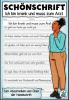 Vorschau - Arbeitsblätter - Schönschrift "Ich bin krank und muss zum Arzt" DaZ / DaF / Deutsch - Deckblatt