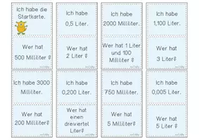 Vorschau - Spiele - Ich habe, wer hat? Lesespiel Hohlmaße Liter Milliliter - Seite 2