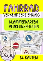 Vorschau - Aufgabenkarten - Klammerkarten Verkehrszeichen (Fahrradprüfung 4. Klasse) - Deckblatt