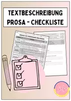 Vorschau - Arbeitsblätter - Prosa Textbeschreibung: Checkliste (sw + bunt) - Deckblatt