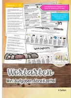 Vorschau - Arbeitsblätter - Wortarten: Mini-Aufgaben Abreißzettel - Deckblatt