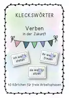 Vorschau - Aufgabenkarten - Kleckswörter Verben in der Zukunft - Deckblatt