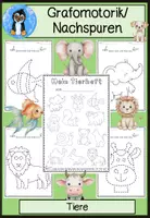Vorschau - Arbeitsblätter - Grafomotorik Übungen – Tiere | Nachspurheft für Vorschule + 1. Klasse | Feinmotorik fördern mit kindgerechten Tiermotiven - Deckblatt