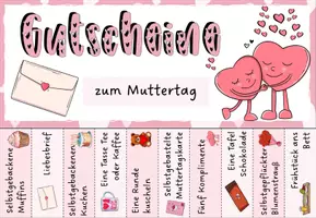 Vorschau - Mal- und Bastelvorlagen - Gutscheine zum Abreißen (nicht nur) zum Muttertag / Druck- und Malvorlage - Seite 1