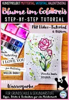 Vorschau - Arbeitsblätter - Valentinstag Kunst, Karte + Basteln für Muttertag Vatertag – Kunst fachfremd unterrichten | Kunstunterricht Grundschule + Sekundarstufe | Kunstprojekt BLUME IM GOLDKREIS VIDEO-TUTORIAL - Deckblatt