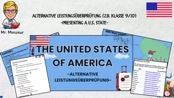 Vorschau - Arbeitsblätter - PRESENTING A U.S. STATE - ALTERNATIVE LEISTUNGSÜBERPRÜFUNG - Deckblatt