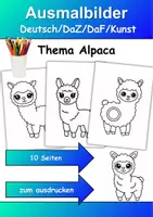 Vorschau - Mal- und Bastelvorlagen - Ausmalbilder Thema Alpaka - Grundschule - Bastelvorlagen - Deckblatt