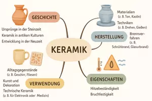 Vorschau - Arbeitsblätter - AB mit Fragen zum Thema "Keramik" + Lösungsblatt + Mindmap + Infografik - Seite 1