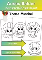 Vorschau - Mal- und Bastelvorlagen - Ausmalbilder Thema Muscheln - Grundschule - Bastelvorlagen - Deckblatt
