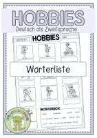Vorschau - Arbeitsblätter - HOBBIES Wörterliste - Deckblatt