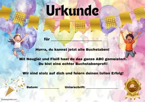 Vorschau - selbst erstellte Cliparts/Grafiken - Abschluss Buchstabenfest Urkunde - Seite 1