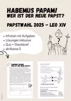 Vorschau - Arbeitsblätter - Papstwahl 2025: Wer ist der neue Papst? (Leo XIV) - Deckblatt