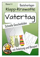 Vorschau - Mal- und Bastelvorlagen - Vatertag: Klappkrawatte Bastelvorlage schnell gemacht - Deckblatt