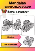 Vorschau - Mal- und Bastelvorlagen - Mandalas Thema Sonnenhüte - Grundschule - Bastelvorlagen - Deckblatt