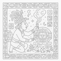 Vorschau - Mal- und Bastelvorlagen - Maya Ausmalbilder (50 Malvorlagen) inkl. Stundenentwurf (PDF) - Seite 1