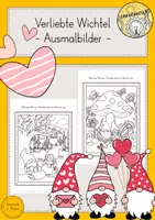 Vorschau - Mal- und Bastelvorlagen - Verliebte Wichtel Valentinstag Ausmalbilder Kunst Vorschule - Deckblatt