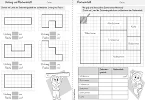 Vorschau - Arbeitsblätter - Umfang und Flächeninhalt | Mathe Klasse 3-4 - Seite 3
