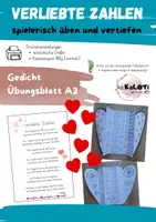 Vorschau - Arbeitsblätter - verliebte Zahlen, Übungsblatt, Gedicht - Deckblatt